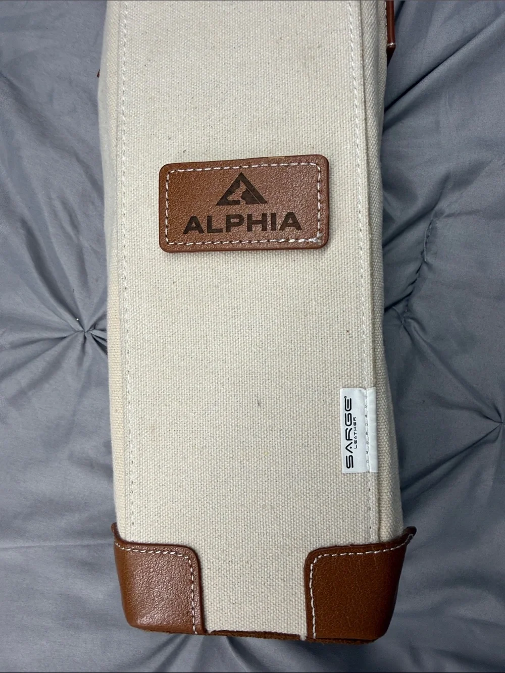 Alphia - Cream Canvas & Brown Leather Insulated Wine Bottle Carrier